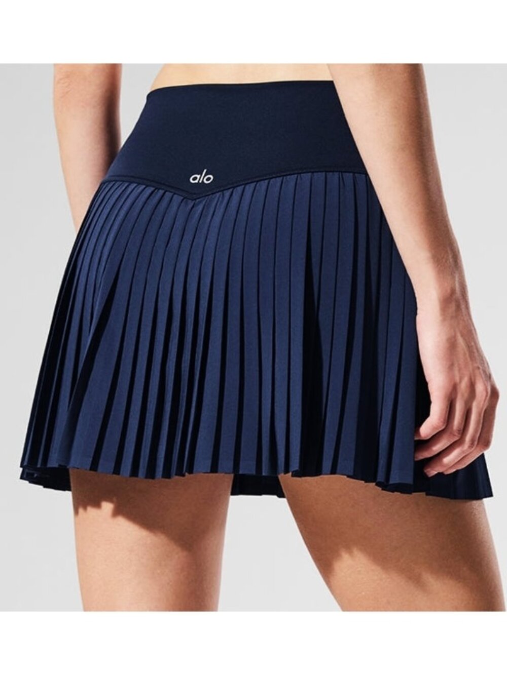 Alo Airlift Grand Slam Tennis Skirt Navy High-Rise Waist Pleated A-Line Skort S